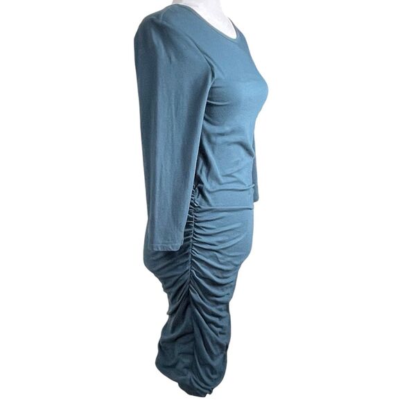 JAMES PERSE Double Shirred Skinny Dress Size 2 Medium Green 3/4 Sleeve EUC - Picture 7 of 16